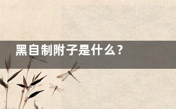 黑自制附子是什么？ 黑制附子是什么